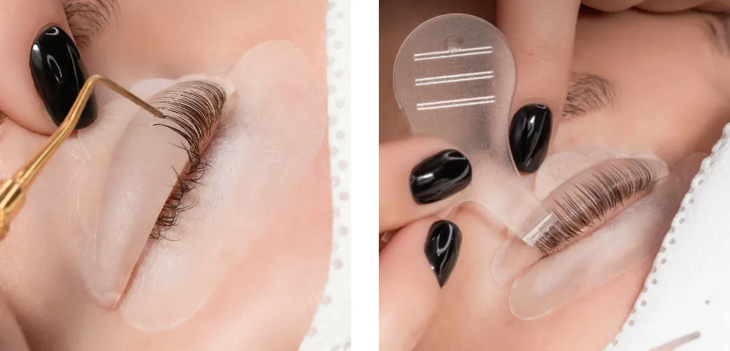 Brow wax, shape and tint before and after showing a fuller, more defined brow line