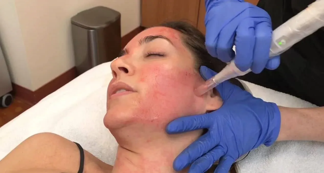 Microneedling with PRP treatment being performed on a client at Skincredible in Wichita