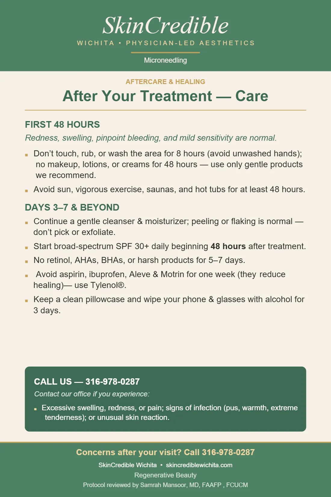 Microneedling care instructions, page 2 of 2