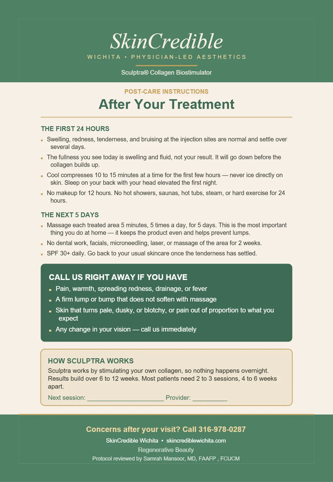 Sculptra® Collagen Biostimulator care instructions, page 2 of 2
